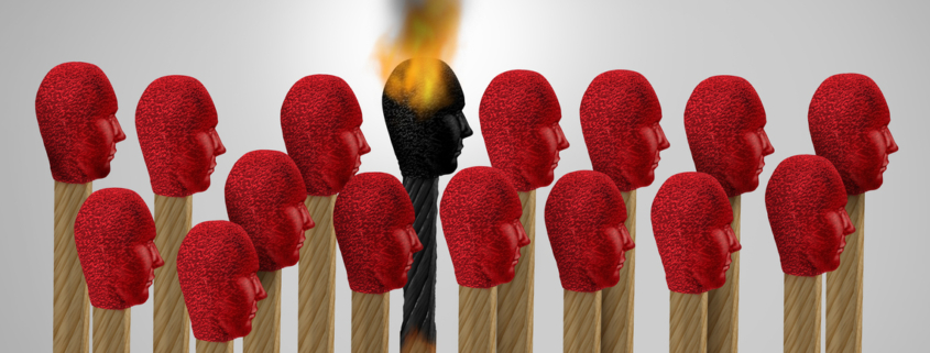 matches depicting burnout syndrome